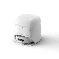 שואב אבק רובוטי DJI ROMO S – הרובוט הלבן עוגן בתחנת העגינה הלבנה שלו עם לוגו ROMO בחזית