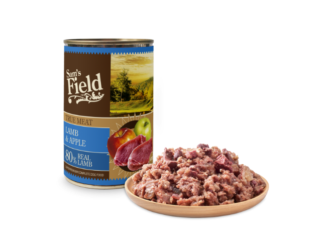 שימורי מזון רטוב לכלבים סמס פילד כבש ותפוחים 400 גרם - SAM'S FIELD LAMB&APPLE 400G