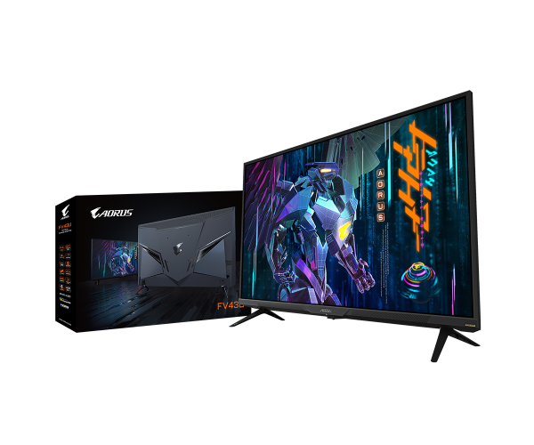 מסך גיימינג ענק GIGABYTE AORUS FV43U QLED UHD 4K 144HZ 1Ms KVM HDR 10BIT 43 VA