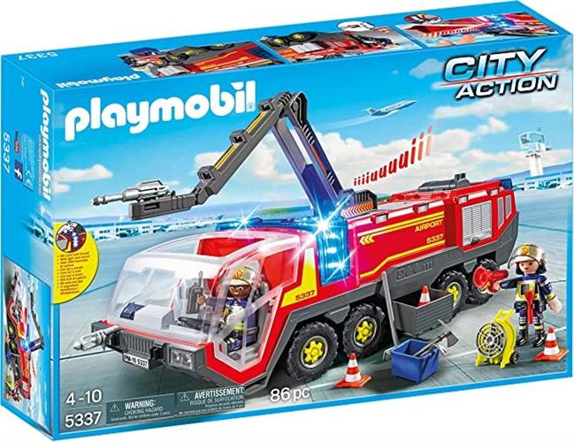 כבאית שדה תעופה עם אור וצליל Playmobil 5337 City Action Airport Fire Engine with Lights and Sound