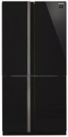 מקרר 4 דלתות מקפיא תחתון אינוורטר 615 ליטר Sharp SJ-FS87V - זכוכית שחורה