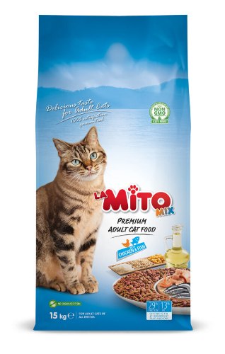 מיטו מזון לחתולים בטעם עוף ודגים 15 ק"ג