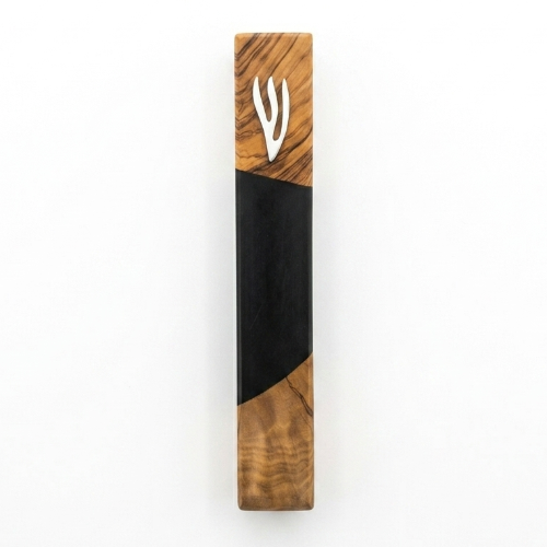 Mezuzá de Lujo Olivo y Epoxi Negro 15cm
