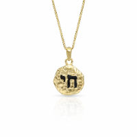 שרשרת חי זהב 14 קראט – תליון חי עם אמייל שחור