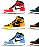 "Jordan 1 Sneakers " הדפס על בד קנבס של נעלי נייקי - איור דיגיטאלי אופנתי בסגנון פופ ארט Hypebeast