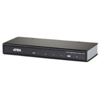 מפצל Aten VS184A 4-Port 4K-U HDMI Splitter – פריט בודד בצבע שחור עם כיתוב Output ומספרים בחזית על רקע לבן