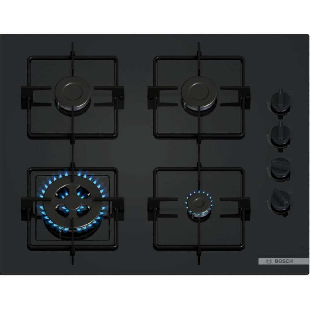 כיריים גז 4 להבות 60 ס"מ BOSCH דגם POH6B6K30Y בוש זכוכית שחורה