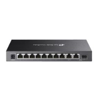 מתג שולחני +Omada DS110GMP PoE – פריט בודד מתג רשת חוטי בצבע שחור עם עשרה חיבורי רשת קדמיים