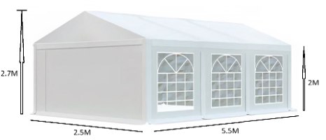 אוהל PVC ברזל מחוזק בגודל 2.5X5.5 מטר