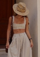 ‏Striped Tie-Back Crop Top