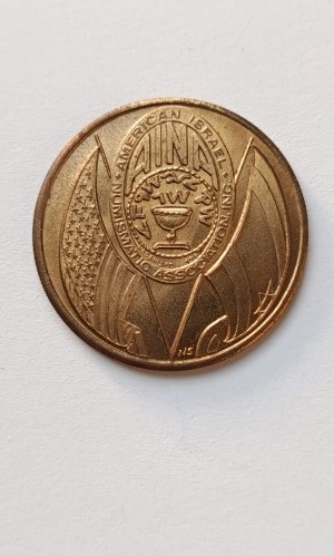 AMERICAN ISRAEL NUMISMATIC ASSOCIATION- שנת 1982,אסימון ברכה, ברונזה מוזהב ,31 מ"מ