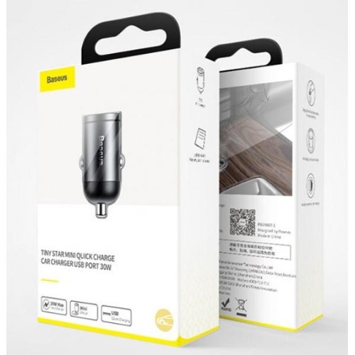 מטען רכב מהיר Baseus 30W עם יציאת PD – טעינה מהירה לסמארטפונים