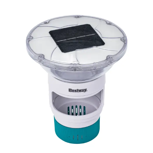 מצוף מינון כלור סולארי BESTWAY SolarGlow™ עם תאורת LED צבעונית | מק״ט ‎58943‎ | כולל שלט | קפיץ קפוץ
