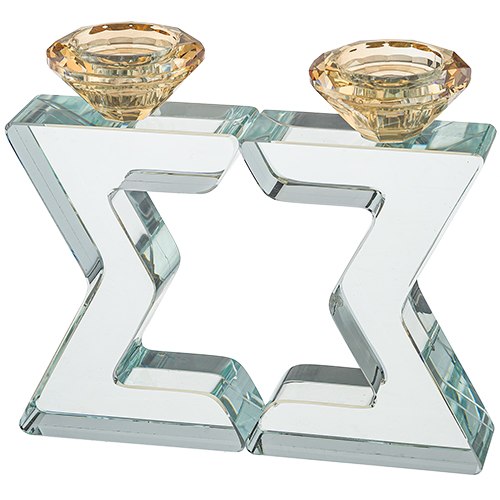 פמוטי קריסטל "מגן דוד" מהודרים 17 ס"מ