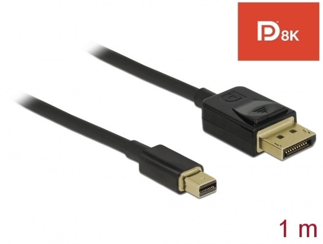 כבל מסך Delock Certified Mini DisplayPort 1.4 to DisplayPort 1.4 Cable 8K 60 Hz 1 m