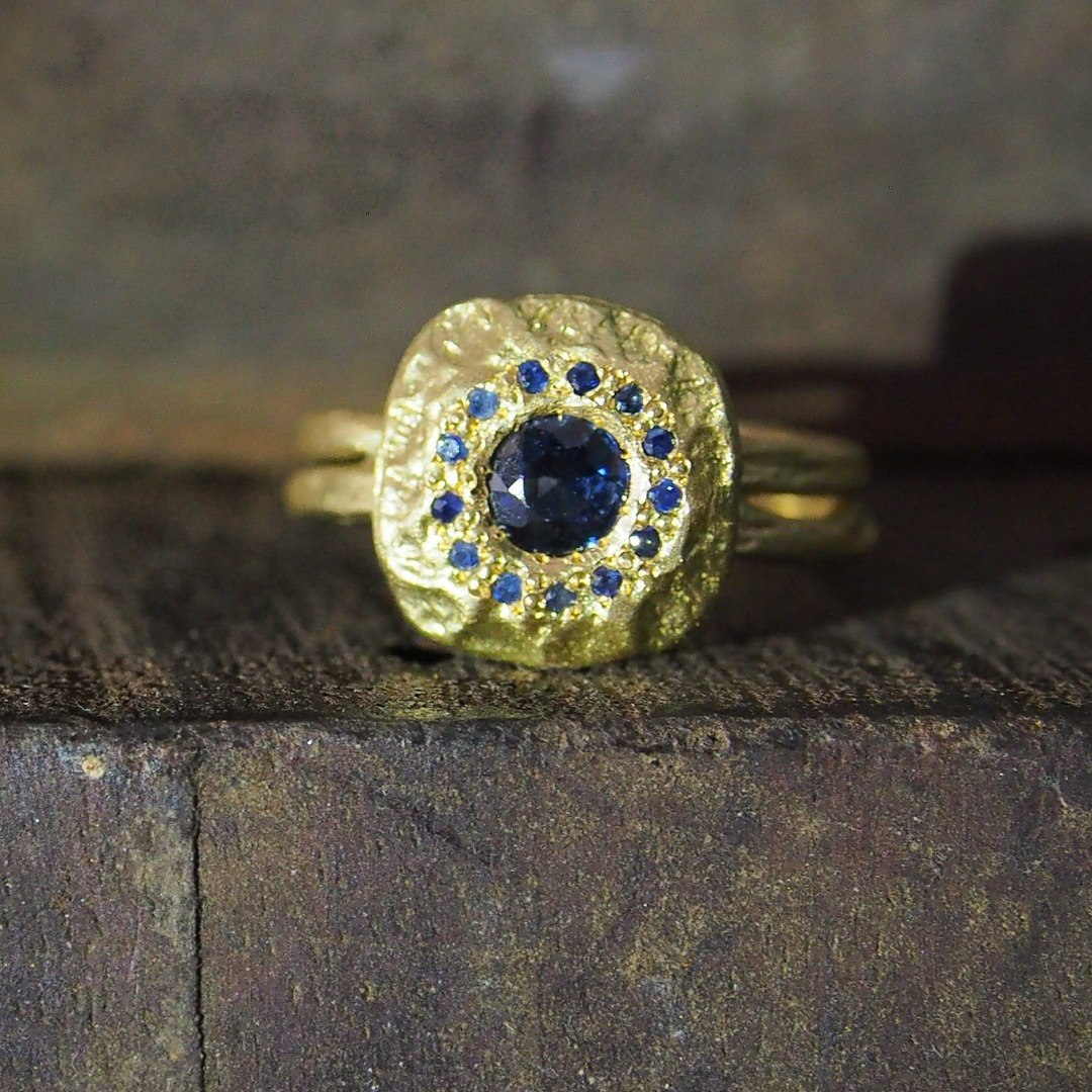 Blue Sapphire Textured Ring