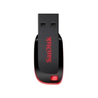 זיכרון נייד צבע שחור-אדום SanDisk Cruzer Blade Z50 32GB – USB פריט בודד שחור-אדום עם לוגו SanDisk אדום המוצג מקדימה