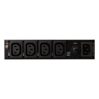 יחידת בקרת כוח תעשייתית Aten PE4104 4 Port Switched iPDU – מבט אחורי על היחידה עם ארבעה שקעי יציאה ושקע כניסה יחיד