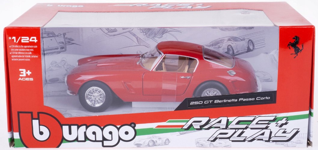 דגם מכונית בוראגו פרארי 250GT ברלינטה אדומה Bburago Ferrari 250GT Berlinetta Red 1/24