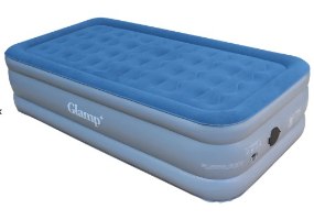 מזרן מתנפח עבה ליחיד כולל משאבה צבע כחול Glamp GTSAB46 – מזרן מתנפח כחול-אפור מנופח במלואו.