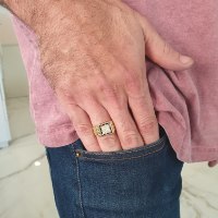 טבעת זהב 14 קרט לגבר משובצת יהלומים שחורים 0.60 קראט