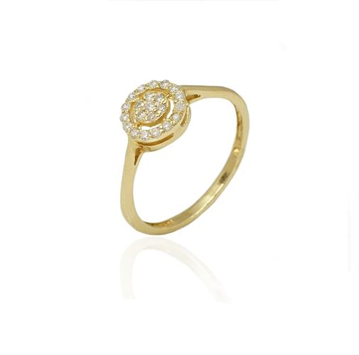 טבעת זהב משובצת מעגלי יהלומים