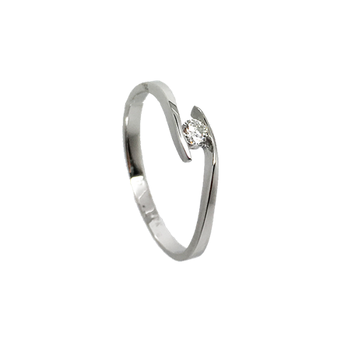 טבעת אירוסין זהב לבן 14K יהלום מרכזי OP06160051508
