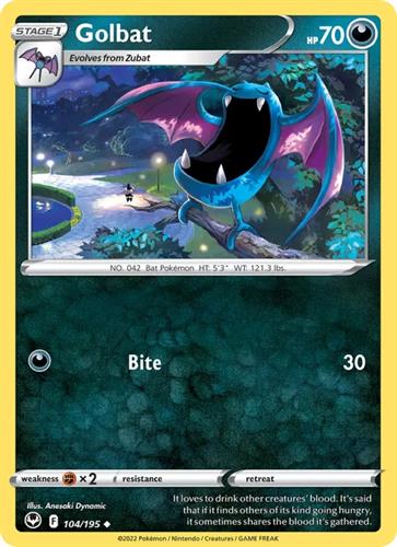 קלף בודד single פוקימון - golbat - Silver Tempest - 104/195