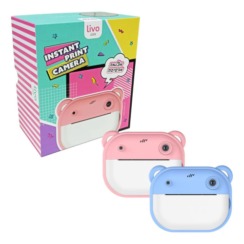 מצלמה דגיטלית בצבע תכלת מדפיסה - Livo Click Instant Print Camera