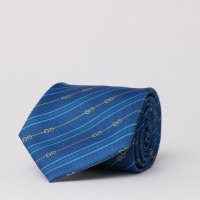 עניבה מודפסת פסים /שרשראות כחולה