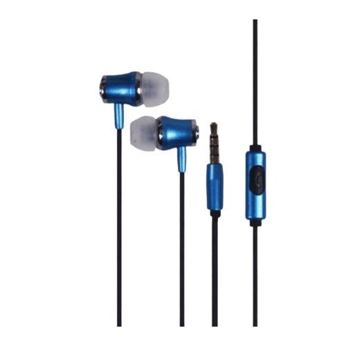 אוזניות חוטיות בצבע כחול Silver Line FDH-105 עם מיקרופון וחיבור 3.5 מ"מ