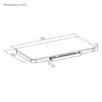 פלטת שולחן צבע שחור Lumi TP14070D – שרטוט טכני של פלטת שולחן בודדת עם מגירה נשלפת וסימוני מידות