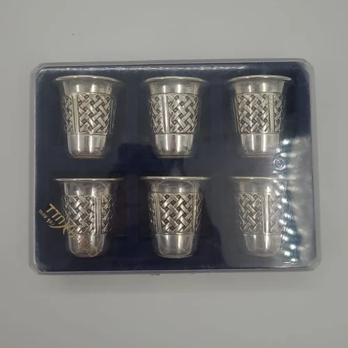 שישיית כוסיות כסף טהור דגם שתי וערב