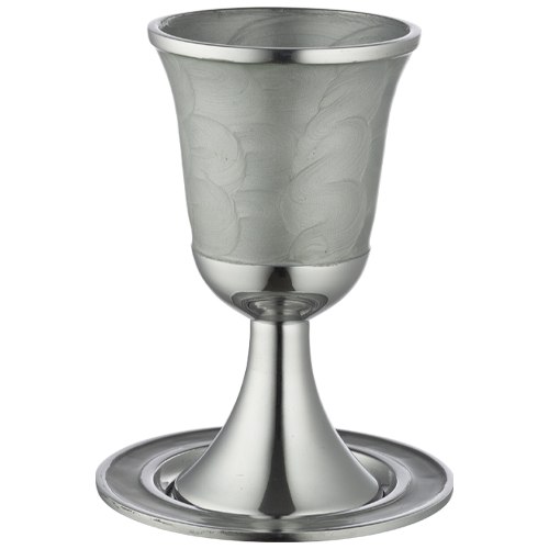 Aluminium Kiddush Cup 15 Cm With Saucer- Silver Color