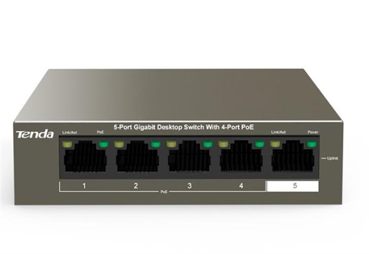 מתג לא מנוהל Tenda 5 Port With 4 PORT POE Gigabit Switch 63W