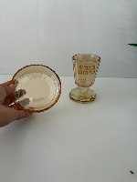גביע קידוש קריסטל מוזהב- רגל 8 ס"מ- "בורא פרי הגפן"