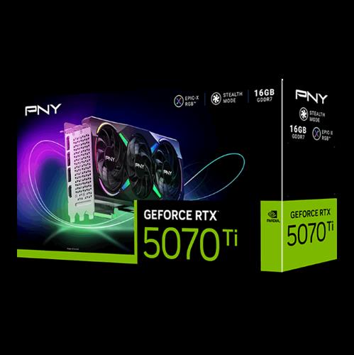 כרטיס מסך PNY GeForce RTX 5070Ti 16GB ARGB Overclocked Triple Fan