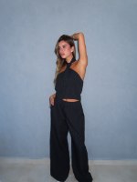 TIE TOP- BLACK STRIPED