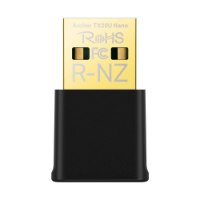 מתאם רשת Tp-Link Archer TX20U Nano AX1800 USB Adapter – Wi-Fi פריט בודד בצבע שחור וזהב עם סימונים מודפסים על מחבר ה-USB
