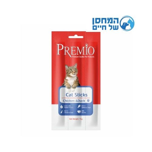 פרמיו לחתול מקלות עוף וברווז 15 גרם