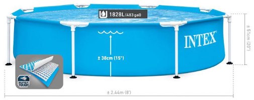 בריכת עמודים עגולה | 244X51 סמ| מקט 28205|Metal Frame| INTEX | קפיץ קפוץ