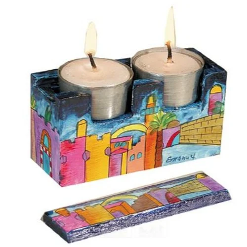 פמוטים לשבת פטנט לנסיעה דגם ירושלים