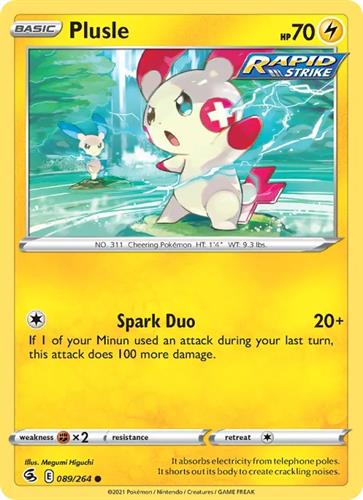 קלף בודד single פוקימון - plusle - Fusion Strike - 089/264