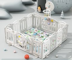 גדר פעילות פינגווין מפלסטיק 14 חלקים ומזרן QEDW006G