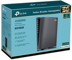 ראוטר TP-Link AX6000 Dual-Band 8-Stream Wi-Fi Archer AX80 – קופסת המוצר מציגה את הראוטר בצבע שחור