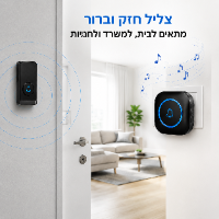 לחצן פעמון דלת שחור בעיצוב מודרני ב65 שח בלבד