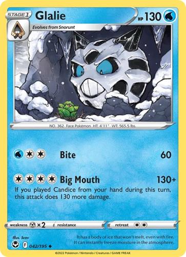 קלף בודד single פוקימון - glalie - Silver Tempest - 042/195