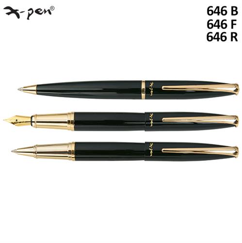 עט פנינסולה  שחור עם קליפס בציפוי 18K זהב   X-Pen PENINSULA דגם XP-646