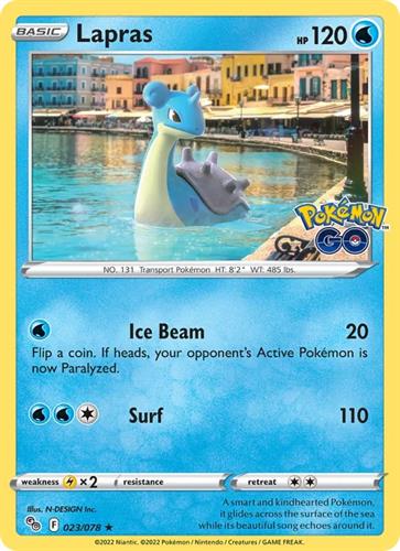 קלף בודד single פוקימון - lapras - Pokemon Go - 023/078