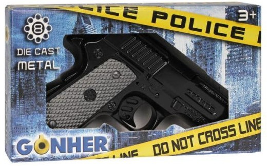 אקדח משטרתי בסגנון ברטה של ​​גונר 8 יריות - Gonher  Beretta Style Police 8 Shot Diecast Cap Gun